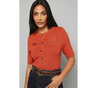 Wallis Petite Statement Button Knitted Top In Rust rust S