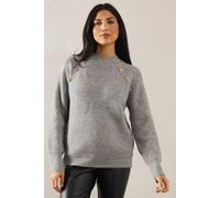 Wallis Petite Stitchy Button Jumper In Grey Marl grey marl
