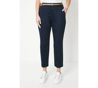 Wallis Petite Stretch Cigarette Belted Trousers In Navy navy 20