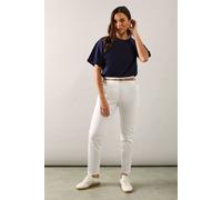 Wallis Petite Stretch Cigarette Belted Trousers In White white 20