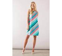 Wallis Petite Stripe Sleeveless Chiffon Shift Dress In Turquoise turquoise 18