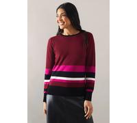 Wallis Petite Striped Round Neck Jumper In Plum plum XL
