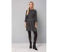 Wallis Petite Stud Knit Jumper Dress In Dark Grey dark grey XL