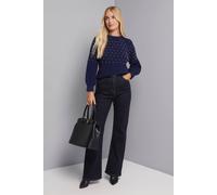 Wallis Petite Stud Knitted Jumper In Navy navy