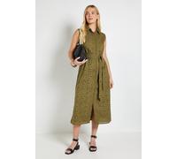 Wallis Women's Petite Summer Broderie Midi Dress in Khaki | Size: 18 Wallis Khaki 18