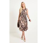 Wallis Women's Petite Summer Cotton Animal Shirt Dress in Brown | Size: 14 Wallis Brown 14