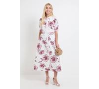 Wallis Petite Summer Cotton Floral Shirt Dress In Pink pink