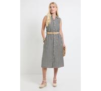 Wallis Women's Petite Summer Stripe Belted Shirt Dress in Black | Size: 16 Wallis Black 16