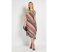 Wallis Petite Summer Stripe Midi Dress In Brown brown