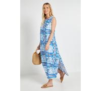 Wallis Petite Summer Tropical Maxi Dress In Blue blue