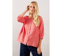 Wallis Petite Textured Button Blouse In Coral coral 18