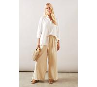 Wallis Petite Textured Drawstring Wide Leg Trouser In Stone stone 18