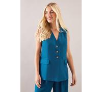 Wallis Petite Three Button Pocket Detail Waistcoat In Aqua aqua