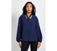 Wallis Women's Petite Tie Neck Woven Blouse in Navy | Size: 18 Wallis Navy 18