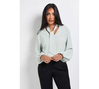 Wallis Petite Tie Neck Woven Blouse In Sage sage