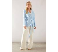 Wallis Petite Tie Waist Cross Over Blazer In Blue blue 12