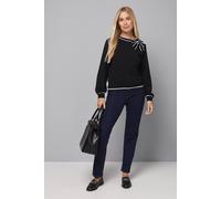 Wallis Women's Petite Tipped Bow Neck Jumper in Black | Size: Medium Wallis Black M