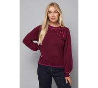 Wallis Petite Tipped Bow Neck Jumper In Burgundy burgundy S