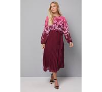 Wallis Petite Trailing Floral Print Pleated Midi Dress In Pink pink 14