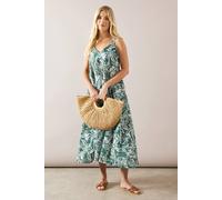 Wallis Petite Tropical Floral Midaxi Swing Dress In Green green 12