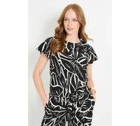 Wallis Women's Petite Tropical Jersey Tie Detail Flutter Sleeve Top in Black | Size: 10 Wallis Black 10