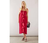 Wallis Petite Twist Ruffle Detail Midi Dress In Pink pink 14