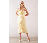 Wallis Petite Twist Ruffle Detail Midi Dress In Yellow yellow 14