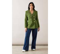 Wallis Petite V Neck Double Breasted Blazer In Khaki khaki 10