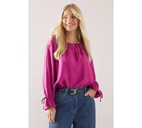 Wallis Petite Viscose Linen Ruffle Blouse In Magenta magenta 20