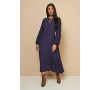 Wallis Petite Viscose Tie Front Midi Dress In Navy navy 20