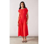 Petite Viscose Tie Waist Midaxi Dress Wallis Red 16