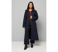 Petite Wool Blend Belted Longline Coat Wallis Navy 18