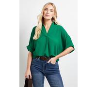 Wallis Petite Woven Collar Overhead Shirt In Green green
