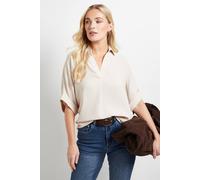 Wallis Women's Petite Woven Collar Overhead Shirt in Stone | Size: Large Wallis Stone L