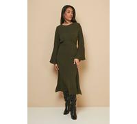 Wallis Women's Petite Woven Flared Sleeve Midaxi in Khaki | Size: 16 Wallis Khaki 16