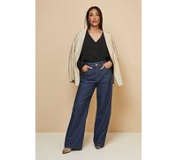 Wallis Women's Petite Woven Shirred Cuff Overhead Shirt in Black | Size: 18 Wallis Black 18