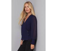 Wallis Petite Woven Sleeve Jumper In Navy navy
