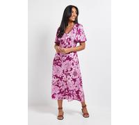 Wallis Women's Petite Zip Flare Sleeve Midi Dress in Pink | Size: 14 Wallis Pink 14