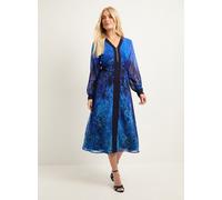 WALLIS Petite Zip Front Ombre Chiffon Midi Dress 18