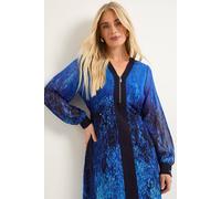 Wallis Women's Petite Zip Front Ombre Chiffon Midi Dress Blue | Size: 18 Wallis Blue 18