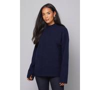 Wallis Placement Cable Funnel Jumper In Navy navy