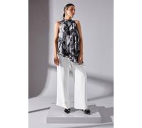 Wallis Pleat Waistband Wide Leg Trouser In White white 8