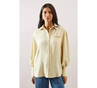 Wallis Pocket Detail Relaxed Collared Shirt In Yellow yellow 22