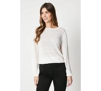 Wallis Pointelle Detail Crew Neck Jumper In Ivory ivory XL