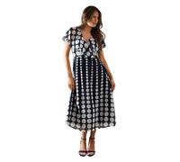 Wallis Women's Spot Border Cape Sleeve Midi Dress in Navy | Size: 14 Wallis Navy 14