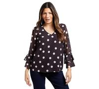 Wallis Polka Dot Flute Sleeve Top, 12, Chocolate