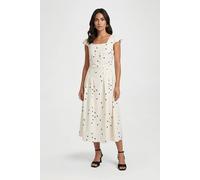 Wallis Polka Dot Ottoman Twill Midi Dress In Ivory ivory