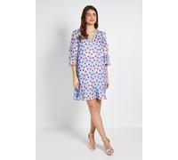 Wallis Polka Dot Print Ruffle Shift Dress In Blue blue