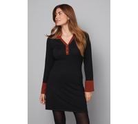 Wallis Polo Button Through Knitted Dress In Black black M