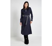 Wallis Ponte Collar Contrast Midi Dress In Navy navy